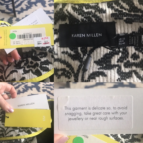 NWT Karen Millen Black/white/yellow flower blazer - Picture 6 of 8